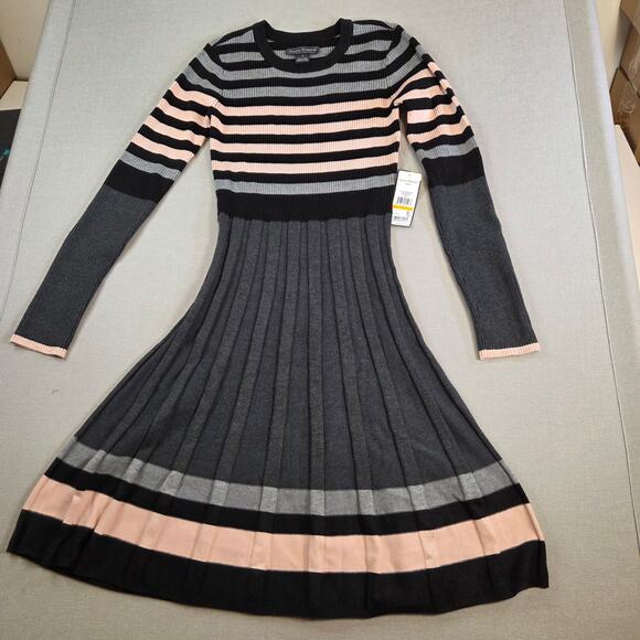 Jessica Howard Striped Sweater Dress Black Pink Gray Women’s Size S NWT - Picture 1 of 16